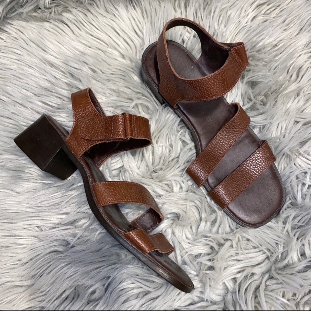 Vintage Montego Bay Club Leather Block Heel Sandals